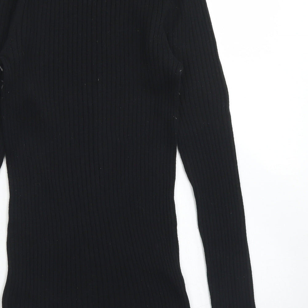 NEXT Womens Black Crew Neck  Cotton Pullover Jumper Size 10