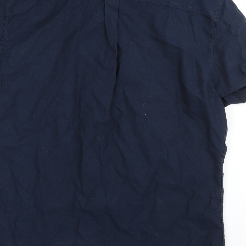 Very Mens Blue  Cotton  Button-Up Size L Collared Button
