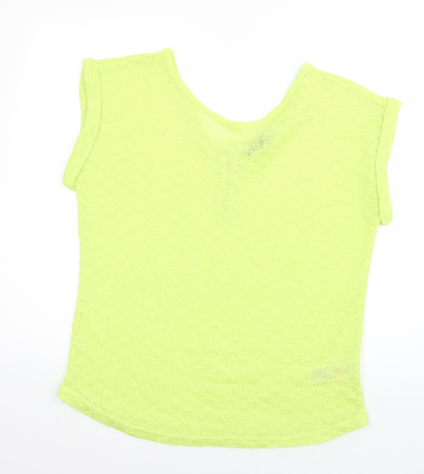 New Look Womens Green  Polyester Basic T-Shirt Size 14 Scoop Neck