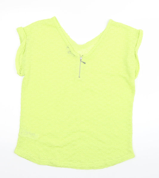 New Look Womens Green  Polyester Basic T-Shirt Size 14 Scoop Neck
