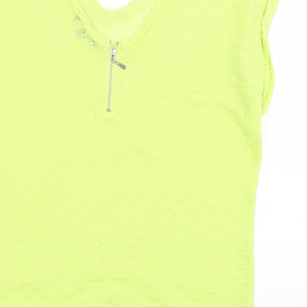 New Look Womens Green  Polyester Basic T-Shirt Size 14 Scoop Neck