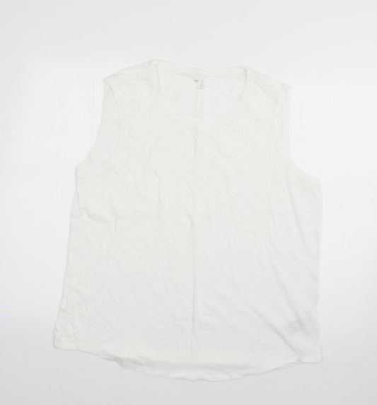 Gap Womens White  Cotton Basic T-Shirt Size L Scoop Neck
