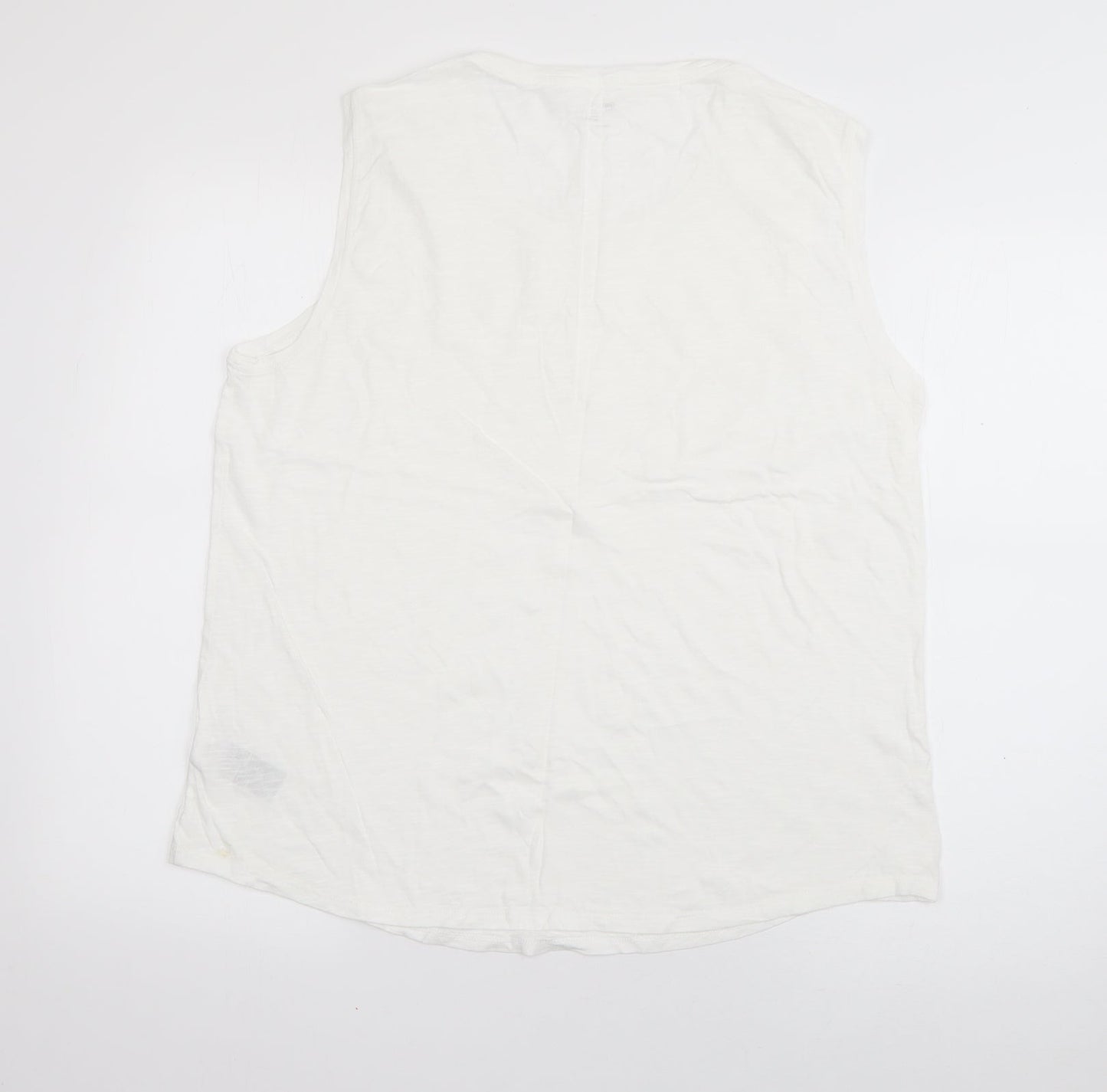Gap Womens White  Cotton Basic T-Shirt Size L Scoop Neck