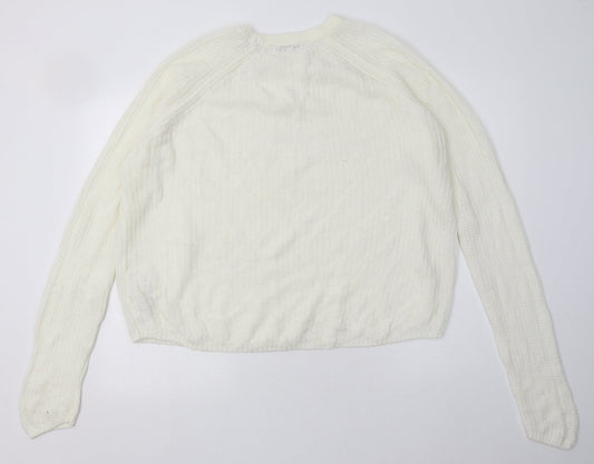 amara reya Womens White  Acrylic Pullover Sweatshirt Size XL  Pullover