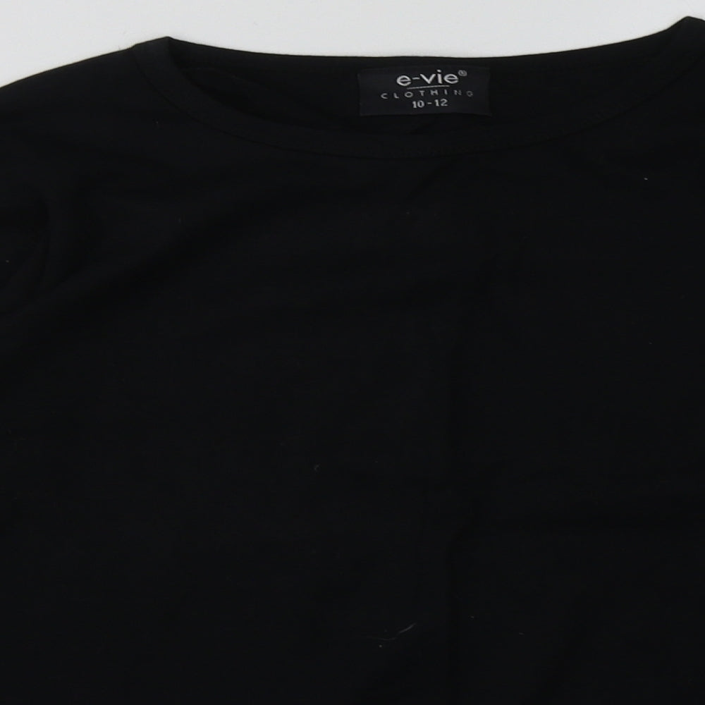 evie Womens Black  Cotton Pullover Sweatshirt Size 10  Pullover