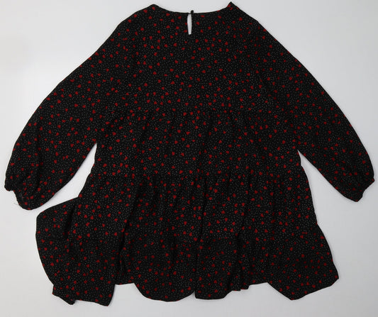 Cameo Rose Womens Pink Geometric Polyester A-Line  Size S  Crew Neck Button - Heart Print