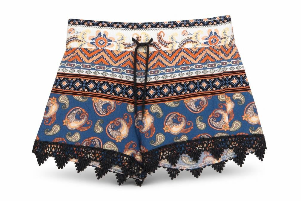 Lupilu Girls Blue Geometric Viscose Cropped Trousers Size 18 Months