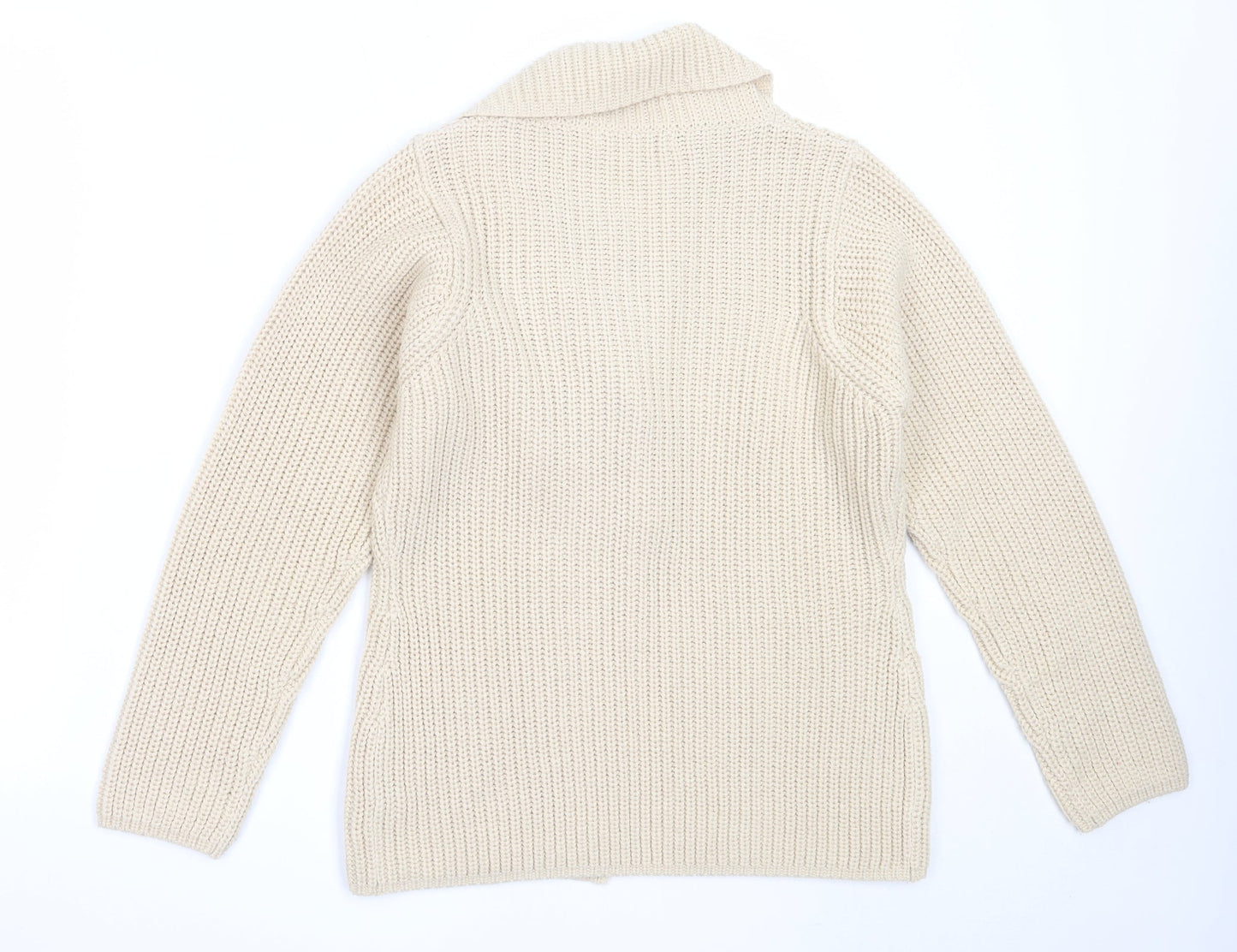 EWM Womens Beige V-Neck  Acrylic Cardigan Jumper Size S