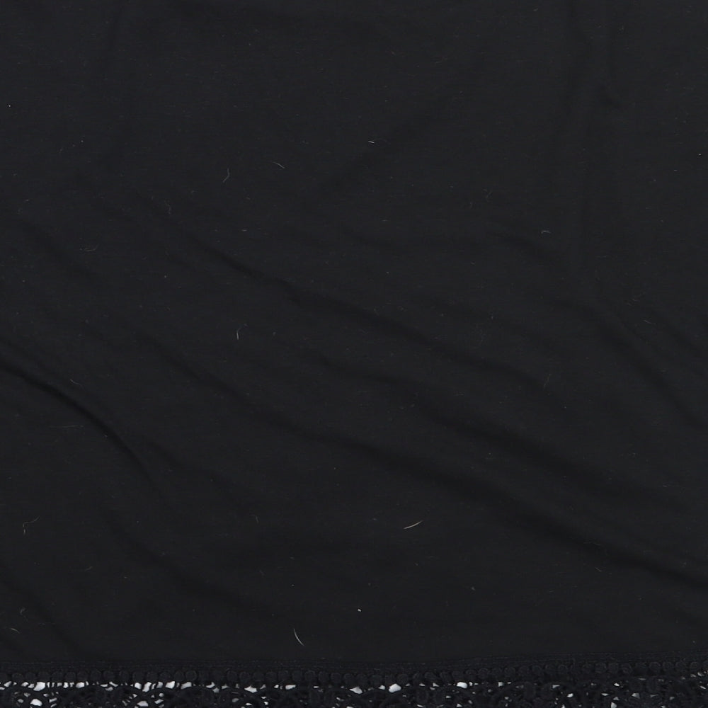 New Look Womens Black  Polyester Basic T-Shirt Size 6 Round Neck