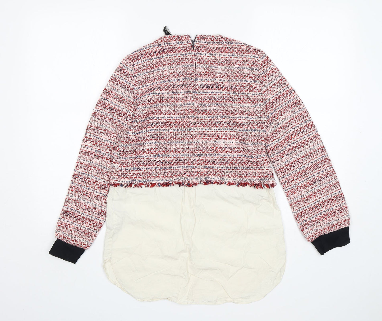 Zara Womens Multicoloured Round Neck  Cotton Pullover Jumper Size XS