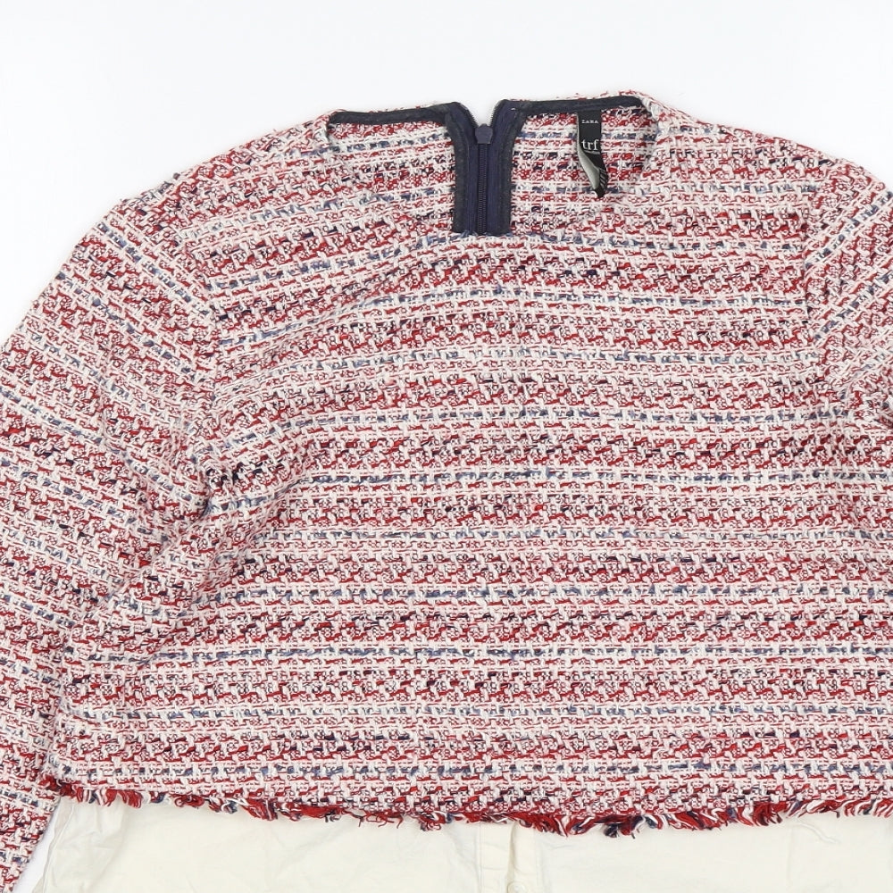 Zara Womens Multicoloured Round Neck  Cotton Pullover Jumper Size XS