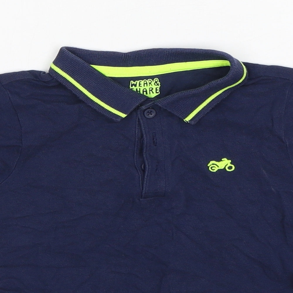F&F Boys Blue  Cotton Basic Polo Size 2-3 Years Collared