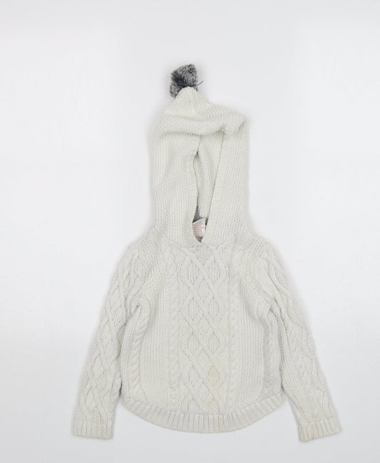 Aspen Girls White  Cotton Pullover Hoodie Size 3 Years