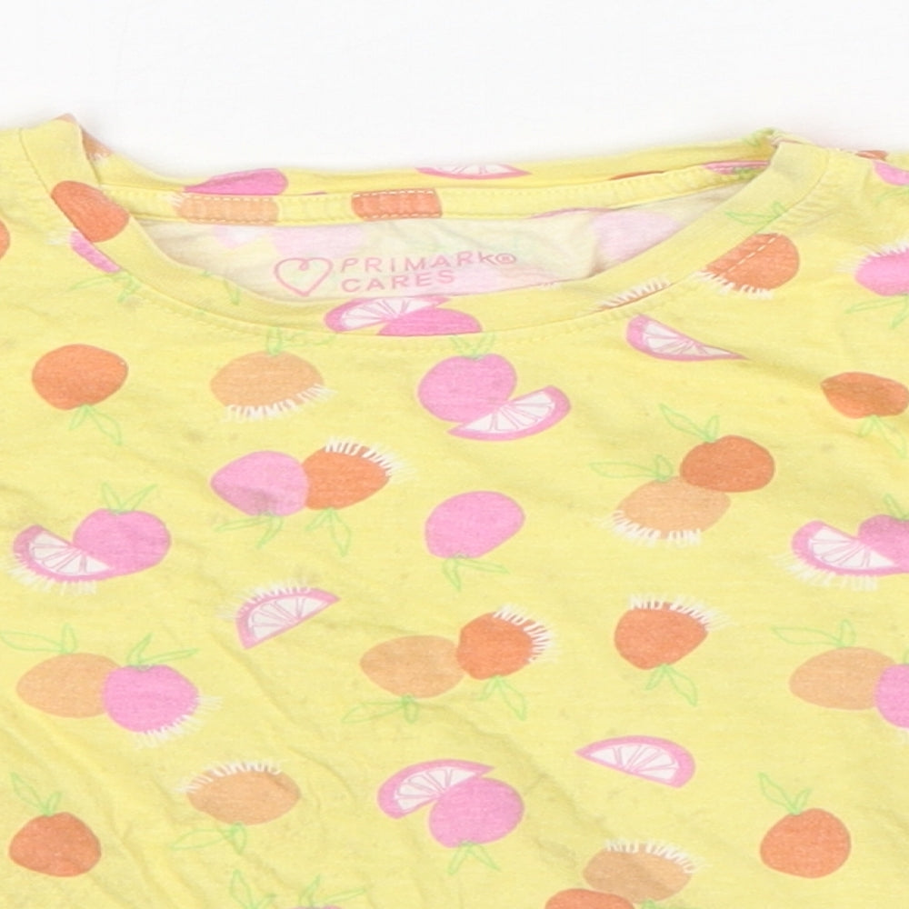Primark Girls Yellow Spotted Cotton Basic T-Shirt Size 4-5 Years Round Neck