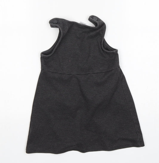 TU Girls Grey  Polyester Pinafore/Dungaree Dress  Size 4 Years  Round Neck