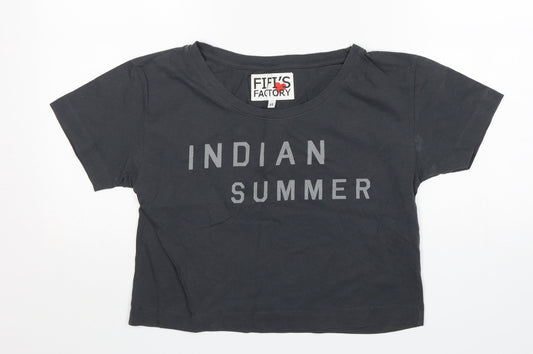 Fifi's Factory  Womens Grey  Cotton Basic T-Shirt Size XS Round Neck
