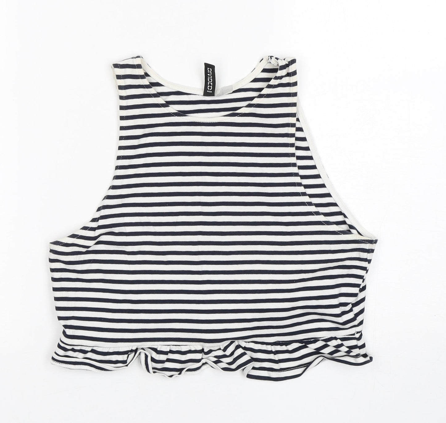 H&M Womens Multicoloured Striped Cotton Basic Tank Size M Round Neck