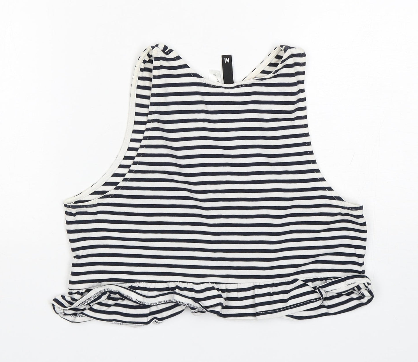 H&M Womens Multicoloured Striped Cotton Basic Tank Size M Round Neck
