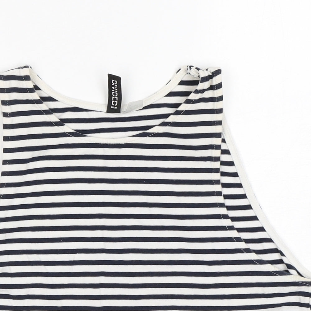 H&M Womens Multicoloured Striped Cotton Basic Tank Size M Round Neck