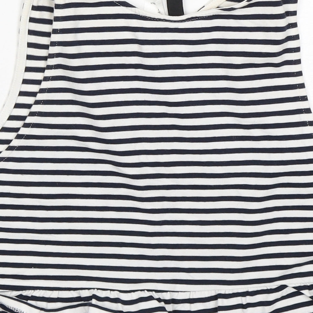 H&M Womens Multicoloured Striped Cotton Basic Tank Size M Round Neck