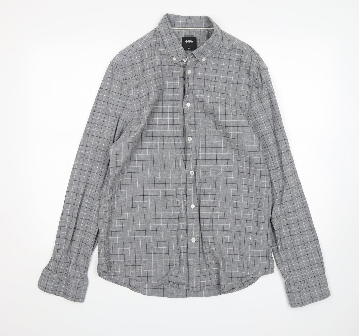 Burton  Mens Grey Check Cotton  Button-Up Size M Collared