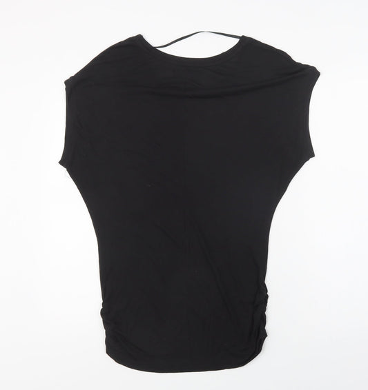 VERO MODA Womens Black Geometric  Basic Blouse Size XS Crew Neck