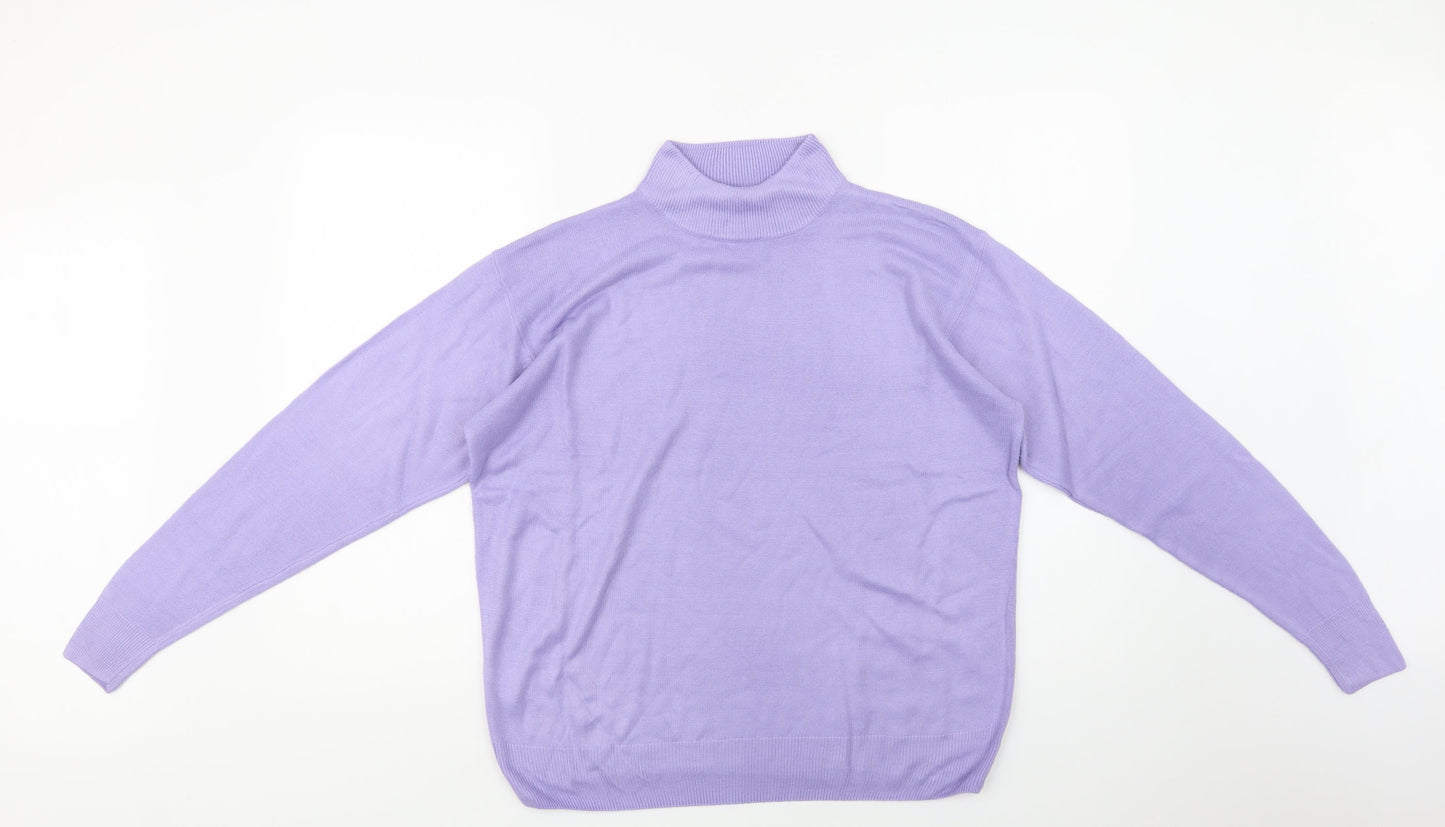 Isabelle Womens Purple Mock Neck  Acrylic Pullover Jumper Size M