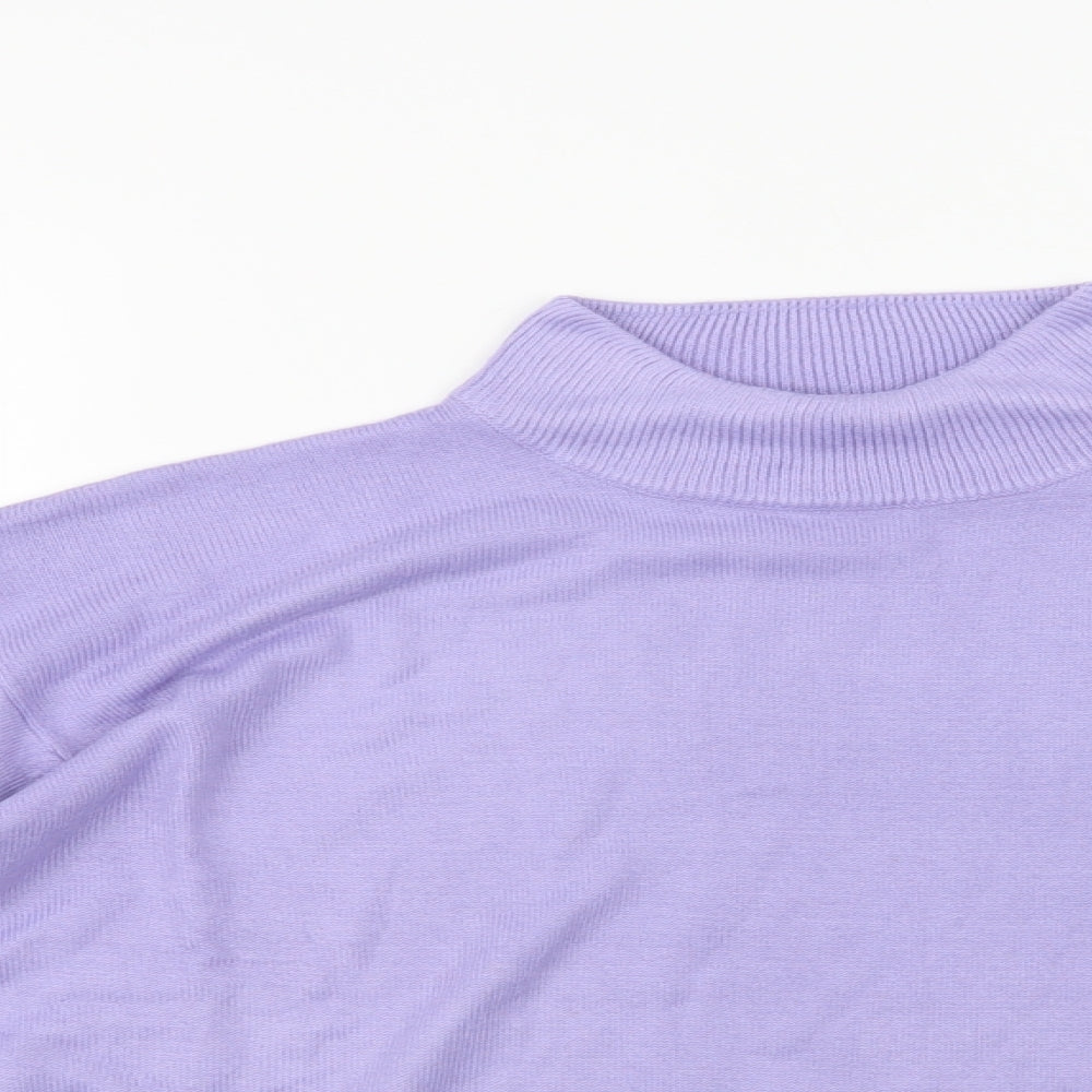 Isabelle Womens Purple Mock Neck  Acrylic Pullover Jumper Size M