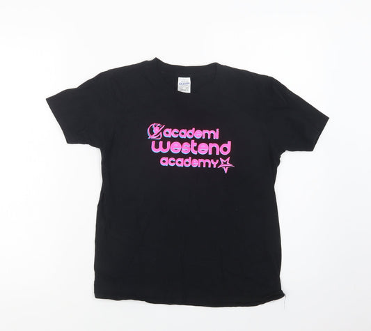 Gildan Girls Black  Cotton Basic T-Shirt Size 9-10 Years Crew Neck