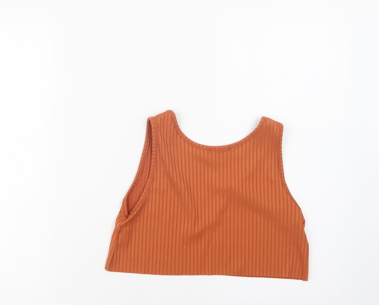 PRETTYLITTLETHING Womens Brown  Polyester Cropped Tank Size 4 V-Neck