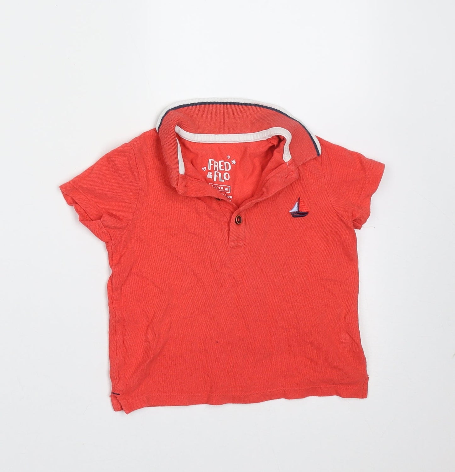 fred & Flo Baby Orange  Cotton Basic Polo Size 12-18 Months Collared
