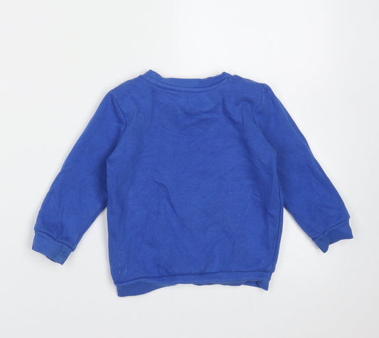 F&F Boys Blue  Cotton Pullover Jumper Size 12-18 Months   - super dude