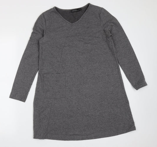 Zanzea Womens Grey  Cotton Blend Shift  Size S  V-Neck