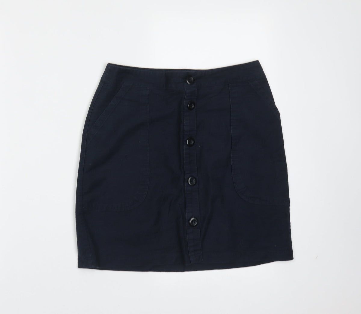 Papaya Womens Blue  Cotton Mini Skirt Size 8   Button