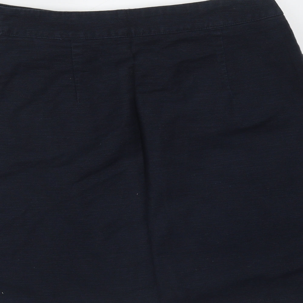 Papaya Womens Blue  Cotton Mini Skirt Size 8   Button