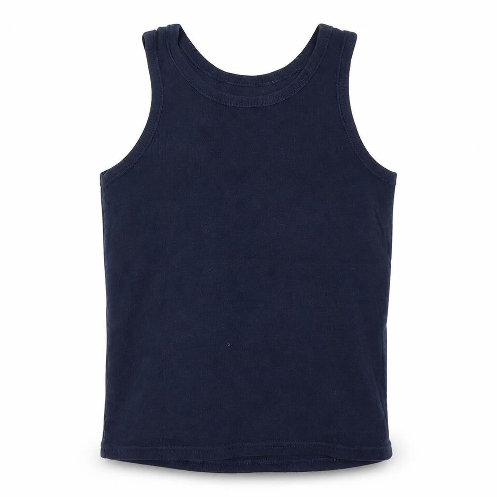 Marks and Spencer Boys Blue  Cotton Basic Tank Size 5-6 Years Round Neck