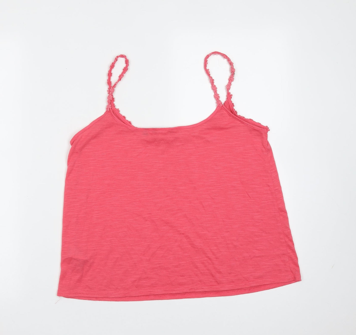 New Look Womens Pink  Polyester Camisole T-Shirt Size 12 Round Neck - Floral trim