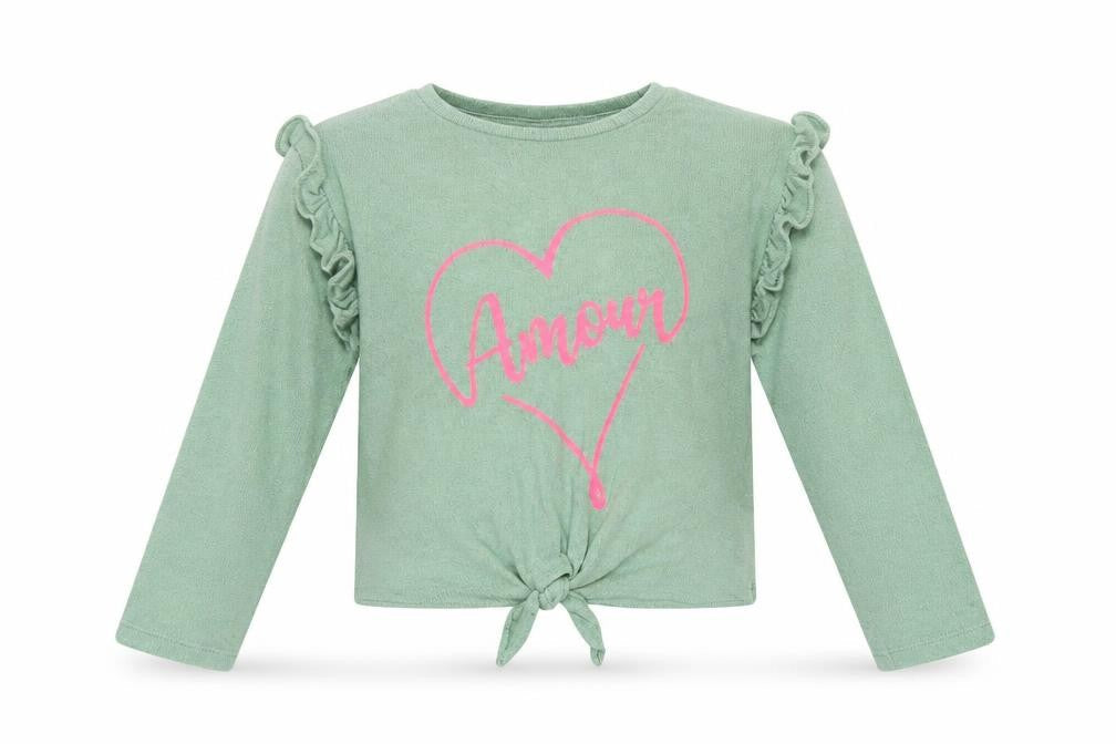 TU Girls Green  Viscose Cropped T-Shirt Size 6 Years Crew Neck  - Tie Front