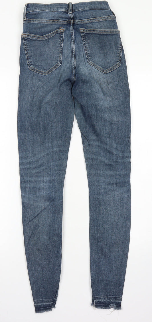 Topshop Womens Blue  Cotton Skinny Jeans Size 26 in L32 in Regular Button