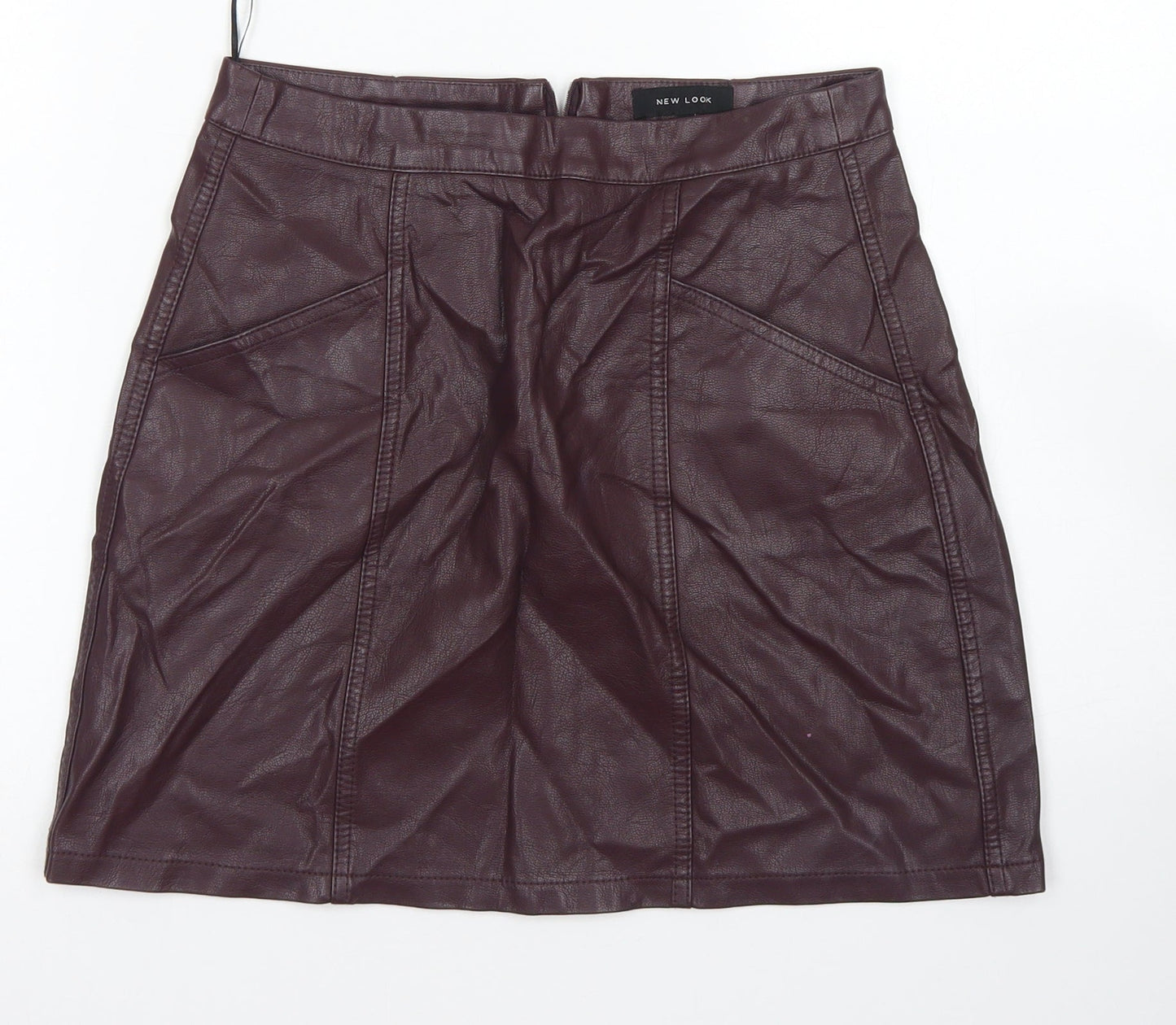 New Look Womens Purple  Polyurethane A-Line Skirt Size 8   Zip