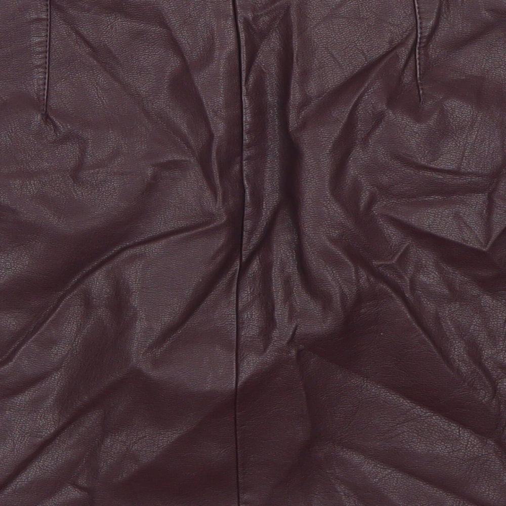 New Look Womens Purple  Polyurethane A-Line Skirt Size 8   Zip