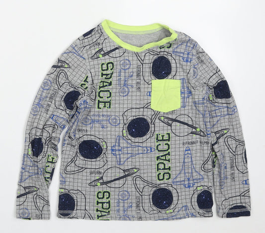 George Boys Grey Geometric Cotton  Pyjama Top Size 6 Years  Pullover - Space