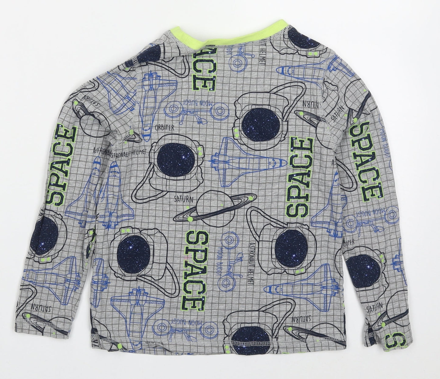 George Boys Grey Geometric Cotton  Pyjama Top Size 6 Years  Pullover - Space
