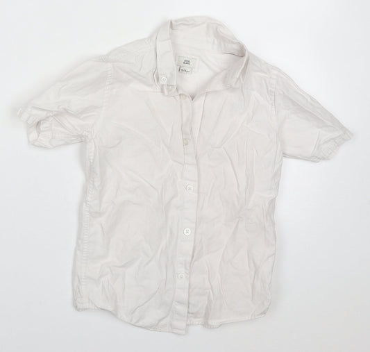 River Island Boys White  Cotton Basic Button-Up Size 5-6 Years Collared Button