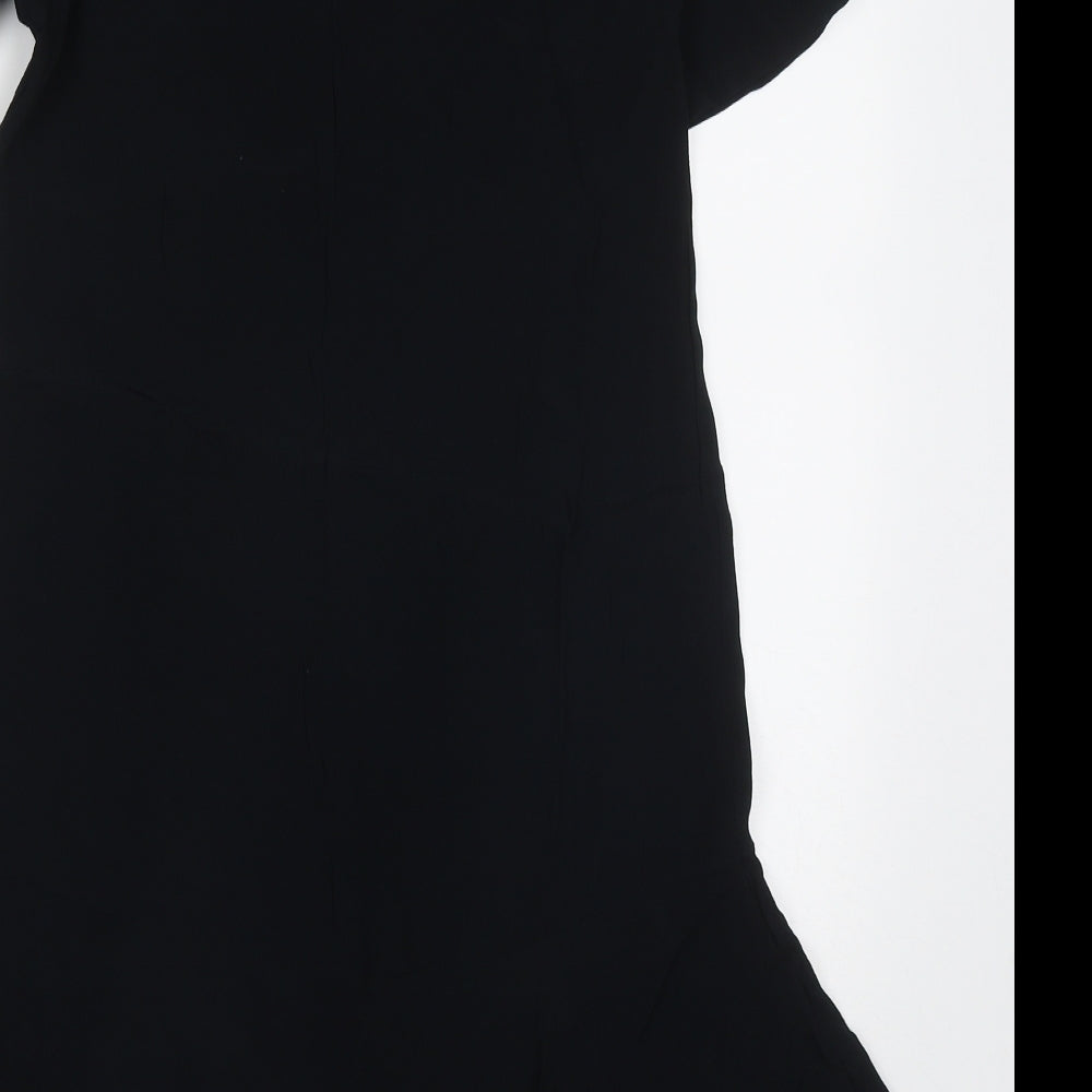 Monki Womens Black  Viscose A-Line  Size XS  Round Neck Button
