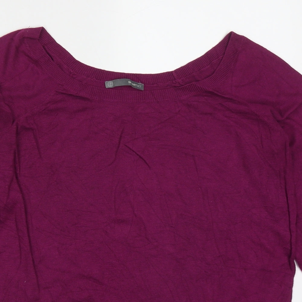 Smartset Mens Purple Round Neck  Nylon Pullover Jumper Size L