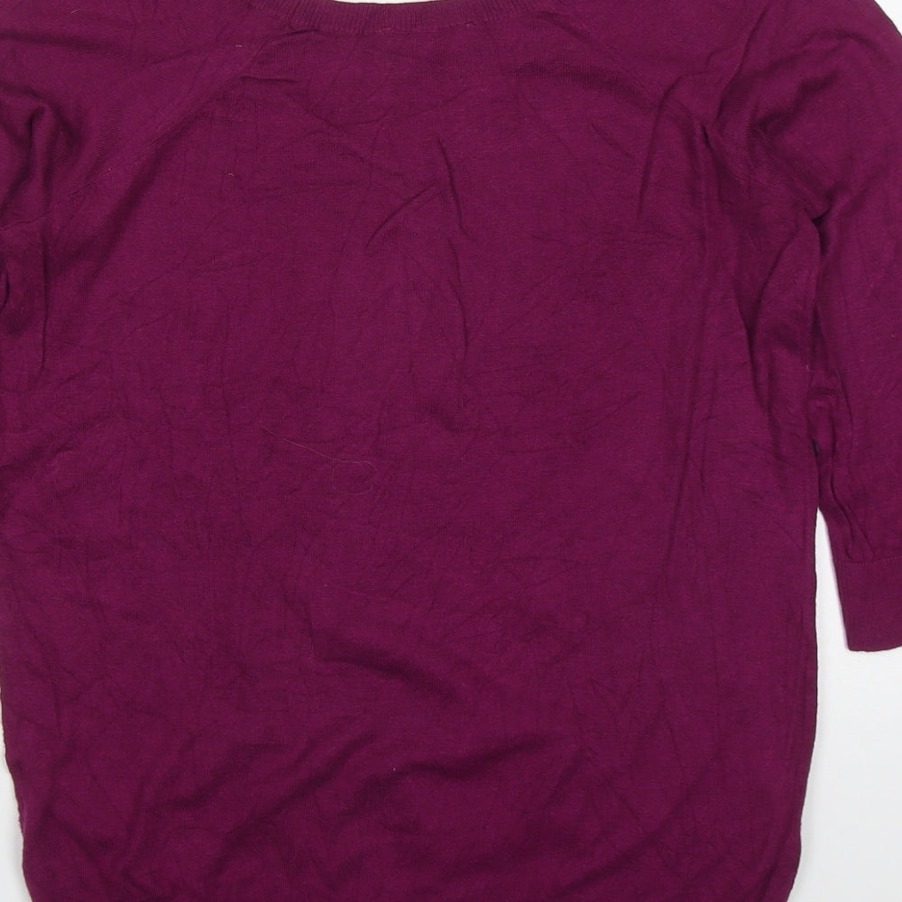 Smartset Mens Purple Round Neck  Nylon Pullover Jumper Size L