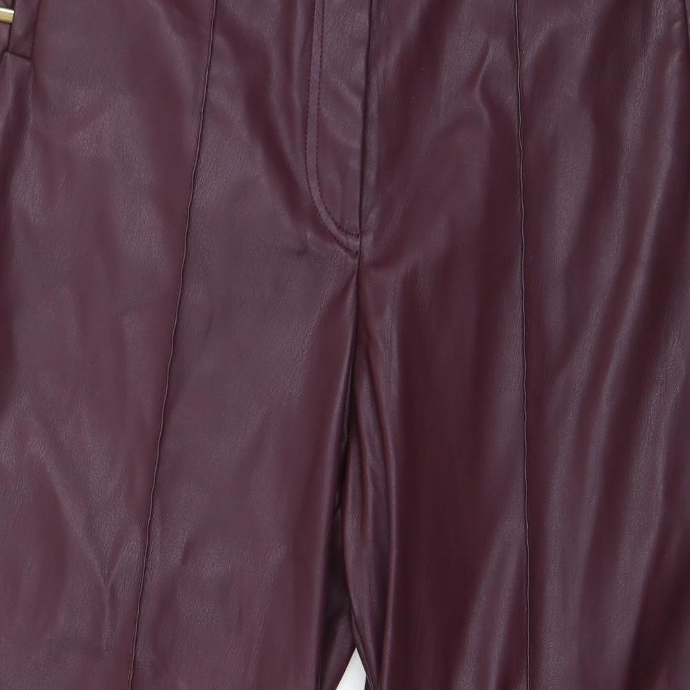Marks and Spencer Womens Purple  Polyurethane Trousers  Size 16 L26 in Regular Zip