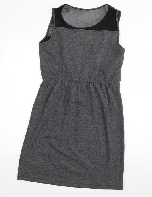 Intermission Womens Grey  Polyester Skater Dress  Size 12  Scoop Neck Pullover