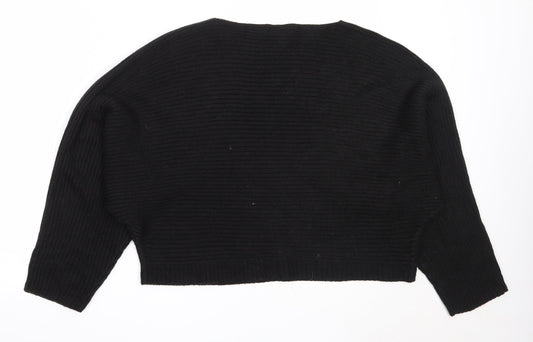 New Look Womens Black Round Neck  Acrylic Pullover Jumper Size L